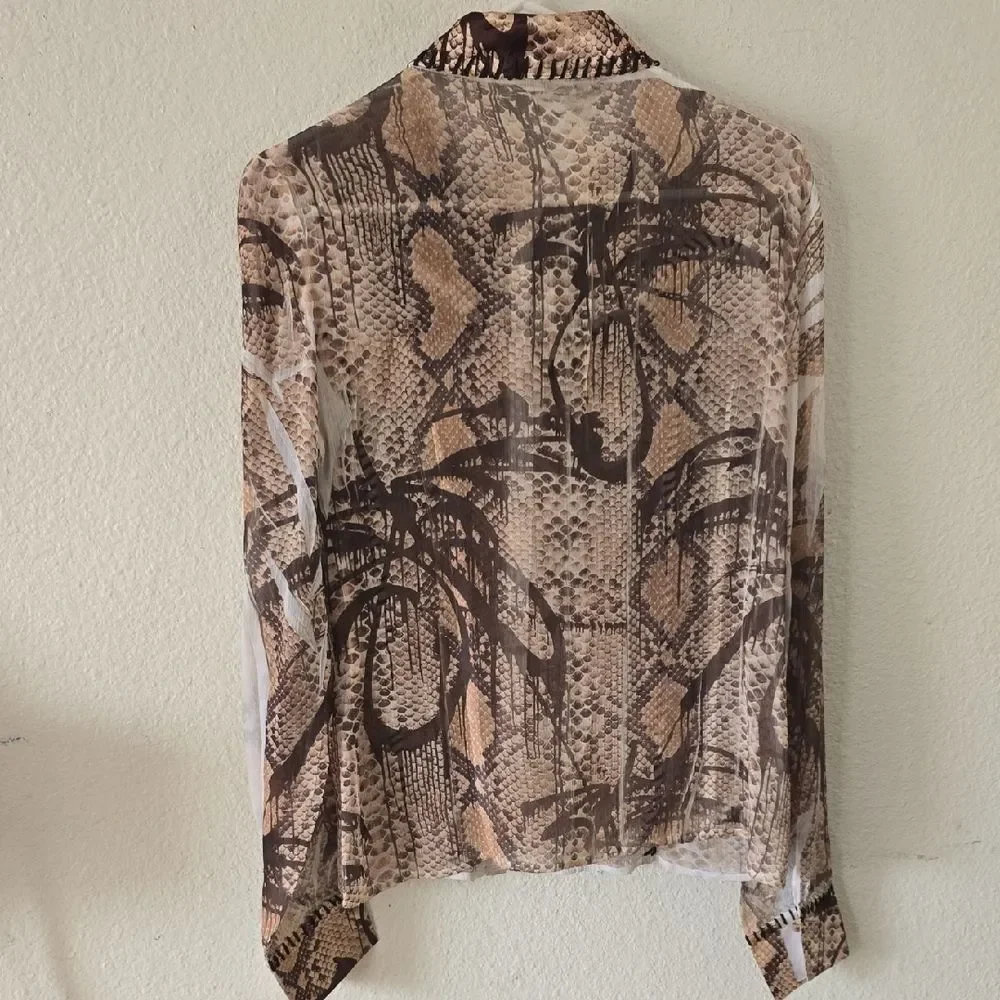 SPY Sheer Blouse with Brown and Cream Pattern - Snake Skin - Picture 3 of 7